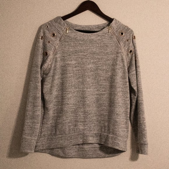 Always Indigo Sweaters - Gray sweater with Gold Zippers NWT